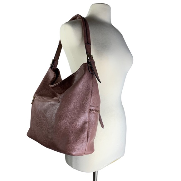 NEW Medium Chocolate Brown Large Hobo Style Silhouette Gold Accents 13”x5.5”x14” - Picture 4 of 11